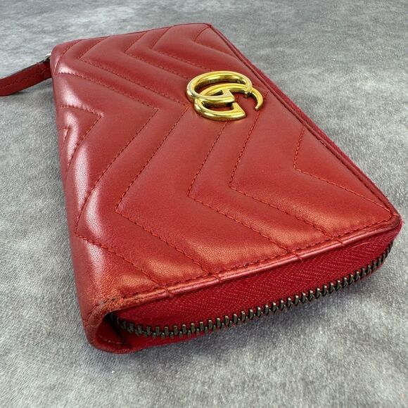 Gucci Gg Marmont Matelasse Quilted Accordion Red Wallet - Picture 6 of 14